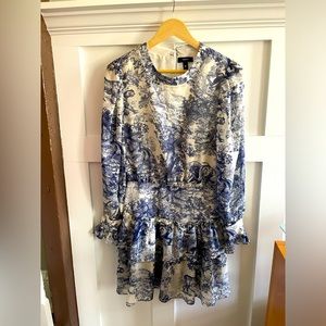 Aqua Toile Mini Dress (smocked skirt)